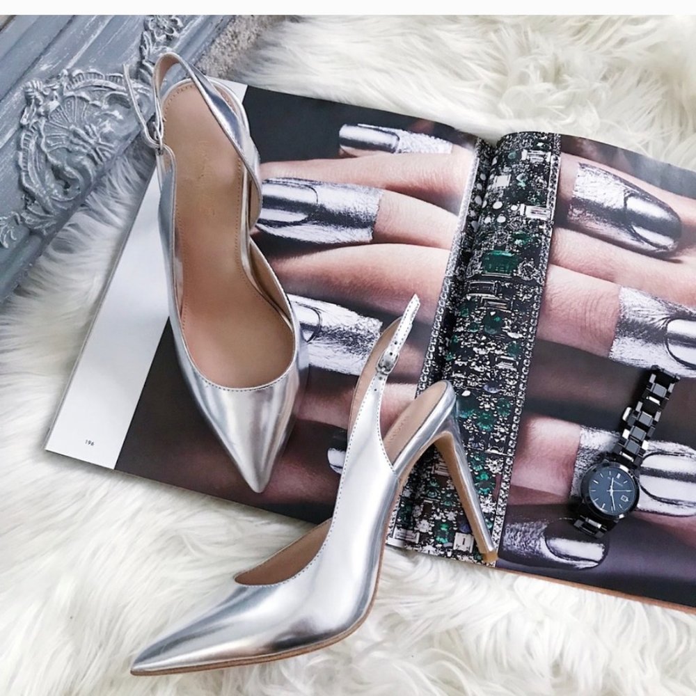 Rachel Zoe Melrose Metallic Slingback Pump Heels✨